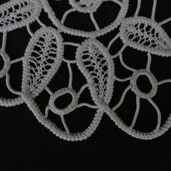 Vintage Floral Handmade Knit Crochet Doily - Picture 5 of 7